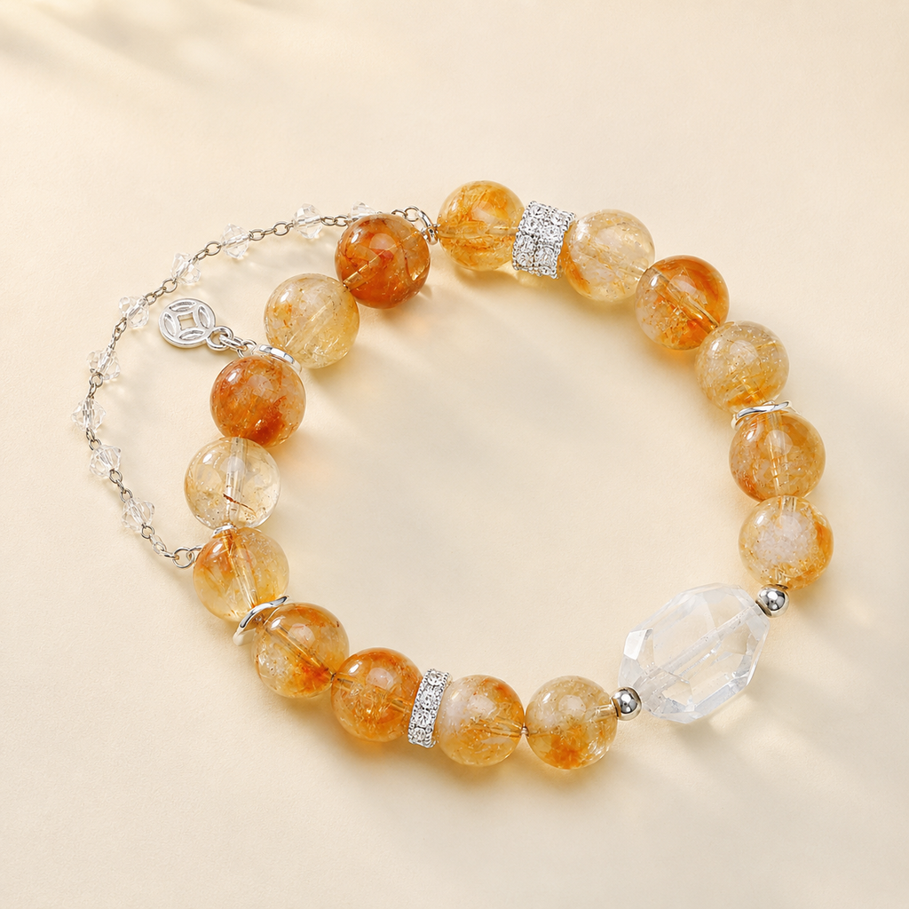 5A天然黄塔晶白水晶随形手链｜01 商品主圖