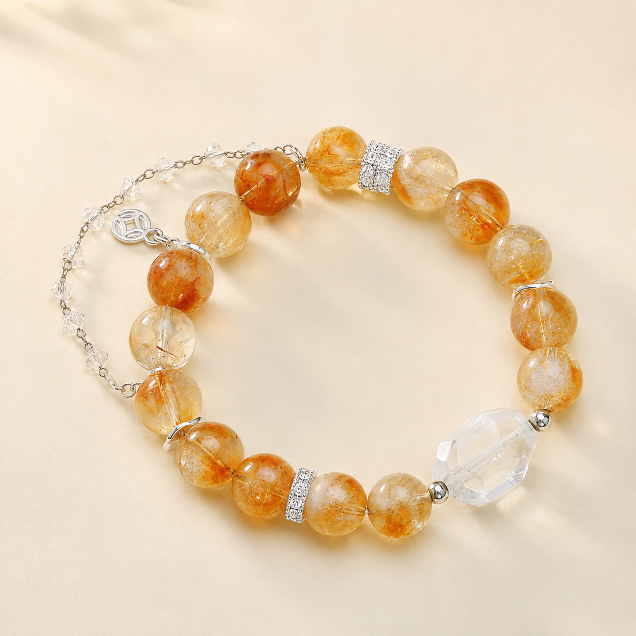 5A天然黄塔晶白水晶随形手链｜01 商品主圖