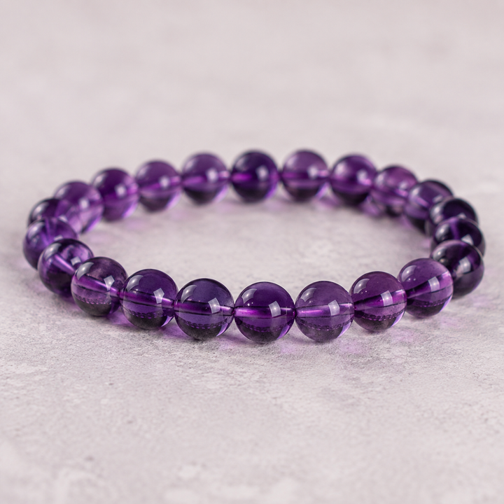 Uruguayan Amethyst Bracelet | Natural Dark Purple High-Clarity Crystal Bracelet
