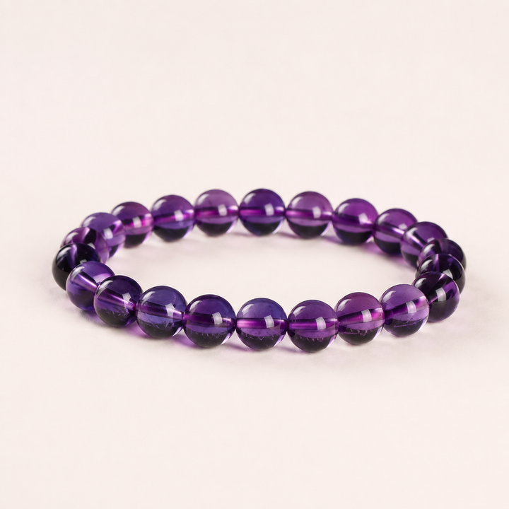 Uruguayan Amethyst Bracelet | Natural Dark Purple High-Clarity Crystal Bracelet