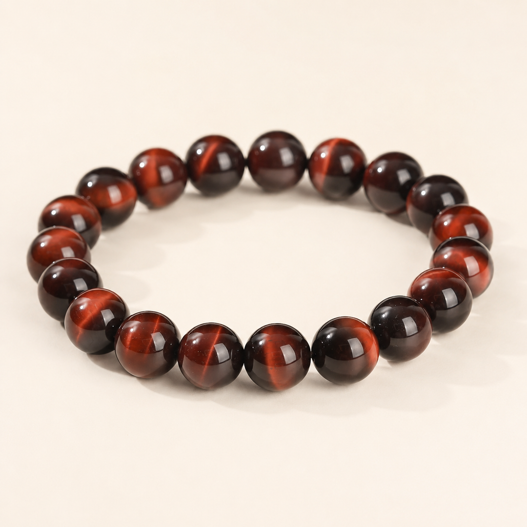 7A天然紅虎眼石手鏈｜紅棕貓眼光澤圓珠天然石手串｜01 商品主圖