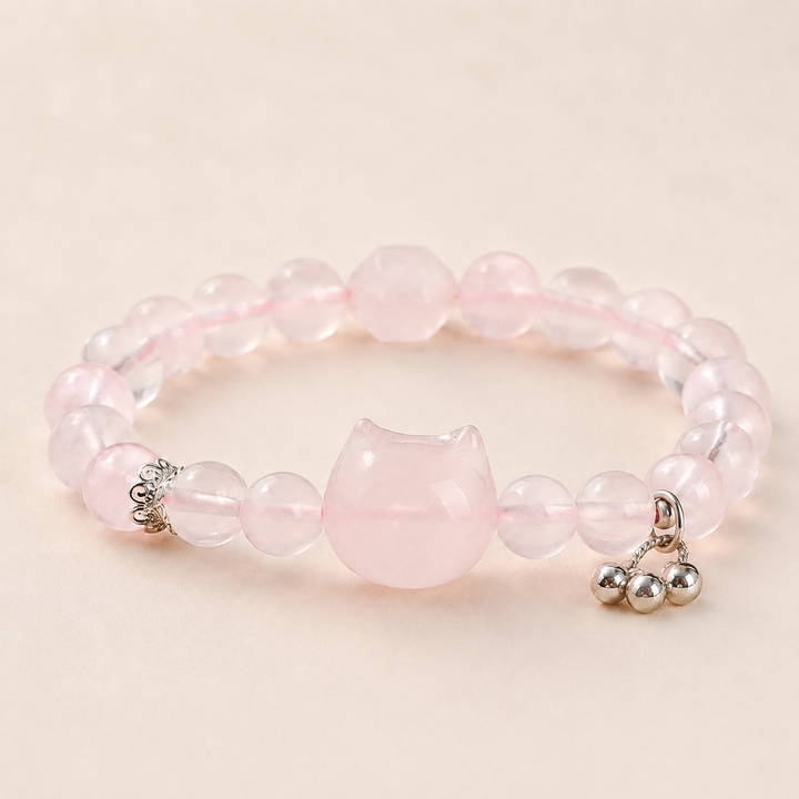 天然莫桑星光粉晶猫头手链｜01 商品主圖